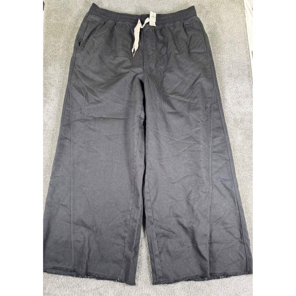 Aerie Real Good Wide Leg Lounge Pants Charcoal Gray Raw Hem XL